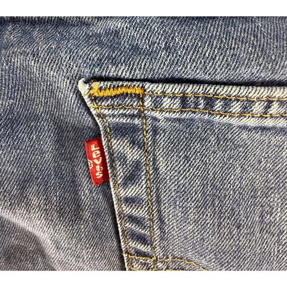 Levis 505 Mens 40x32 Medium Wash Distressed Straight Jeans - Picture 5 of 6